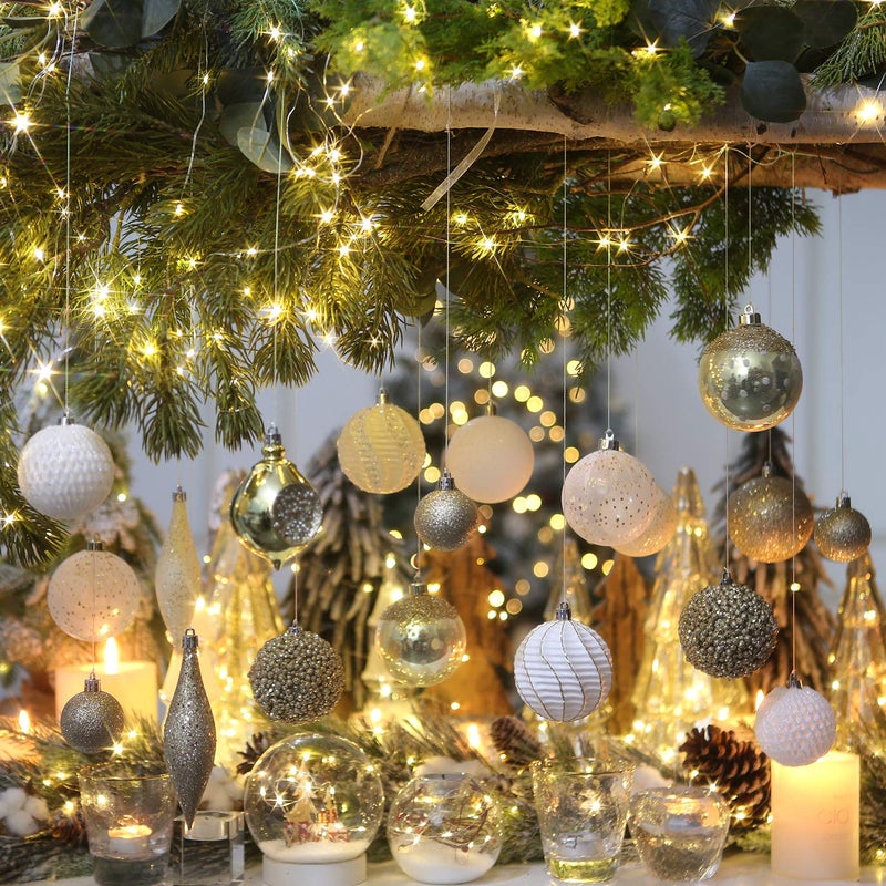 Sea Team 73-Pack Assorted Shatterproof Christmas Ball Ornaments Set Seasonal Decorative Hanging Ornament Set with Reusable Hand-held Gift Package for Holiday Xmas Tree Decorations, Gold - Image 4